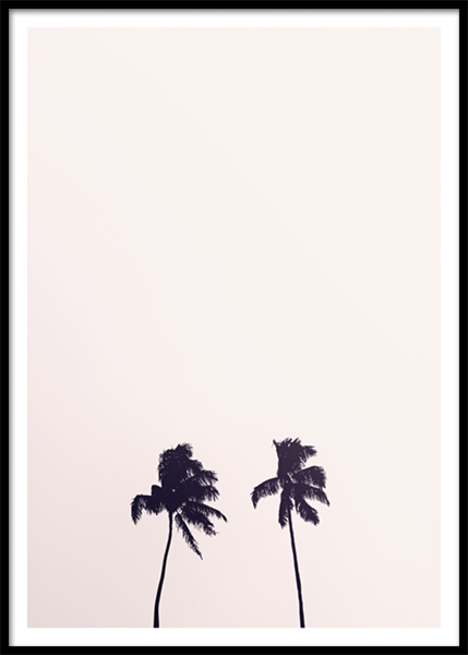 Pink Sky Palm Trees Poster no grupo Posters  / Natureza / Céus em Desenio AB (10170)