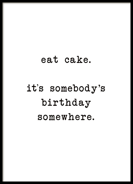 Eat Cake Poster no grupo Posters  / Posters com texto em Desenio AB (10622)