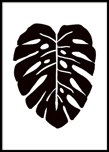 Monstera Ink Drawing Black Poster no grupo Novidades em Desenio AB (11305)