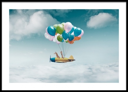 Airplane With Balloons Poster no grupo Posters  / Cartazes para crianças em Desenio AB (14160)