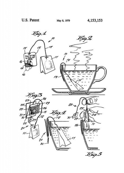 Tea Bag Patent Poster no grupo Posters  / Vintage em Desenio AB (2342)