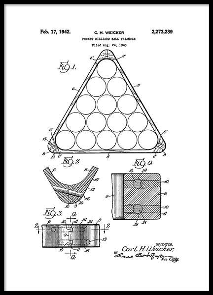 Pool Rack Patent Poster no grupo Posters  / Vintage em Desenio AB (2344)
