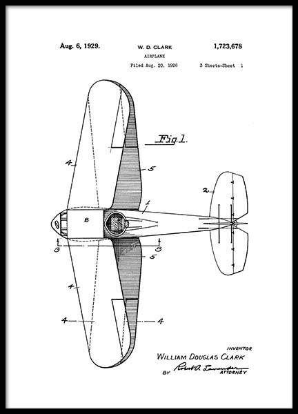 Airplane Patent Poster no grupo Posters  / Vintage em Desenio AB (2345)