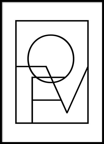 Love Square B&W Poster / Tipografia em Desenio AB (2846)