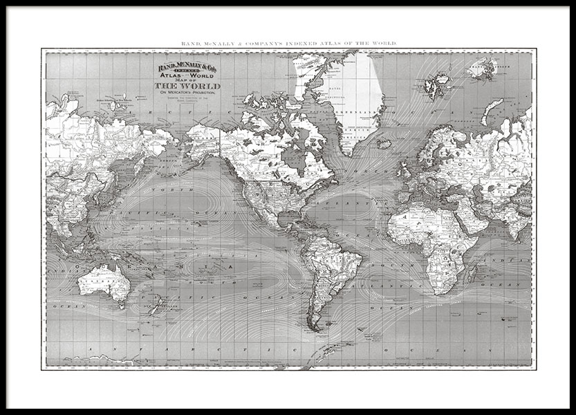 B&W The World Poster no grupo Posters  / Mapas e cidades em Desenio AB (7492)