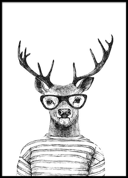 Deer With Glasses (21x30cm)
