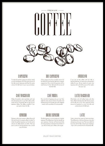 Coffee Type Poster no grupo Posters  / Pinturas de cozinha em Desenio AB (8231)