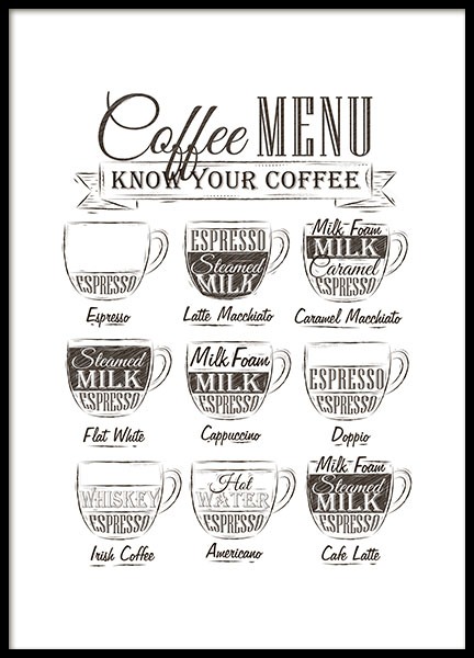 Coffee Menu Poster no grupo Posters  / Pinturas de cozinha em Desenio AB (8237)
