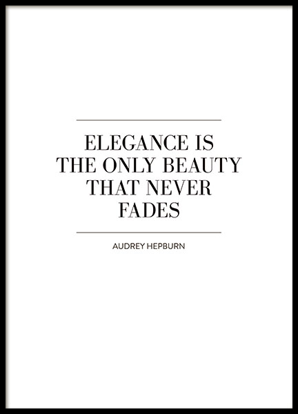 Elegance Is Poster / Posters com citações em Desenio AB (8252)