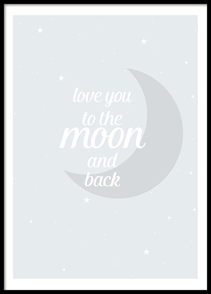 Moon And Back Blue Poster no grupo Posters  / Cartazes para crian�as em Desenio AB (8462)