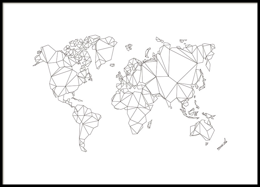 Polygon World Map Poster no grupo Posters  / Mapas e cidades em Desenio AB (8486)
