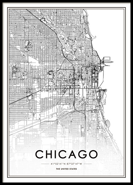Chicago Map Poster no grupo Posters  / Mapas e cidades em Desenio AB (8717)