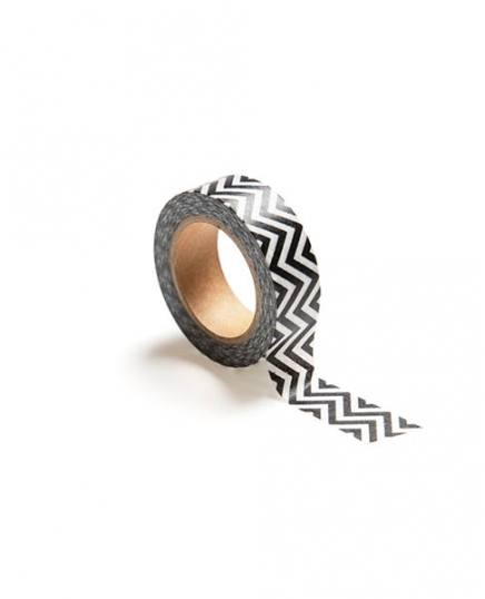 Washi tape preto e branco ziguezague