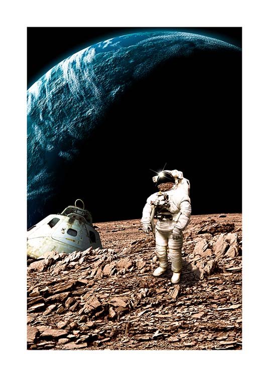 Astronaut On Moon Poster / Cartazes para crianças em Desenio AB (10117)
