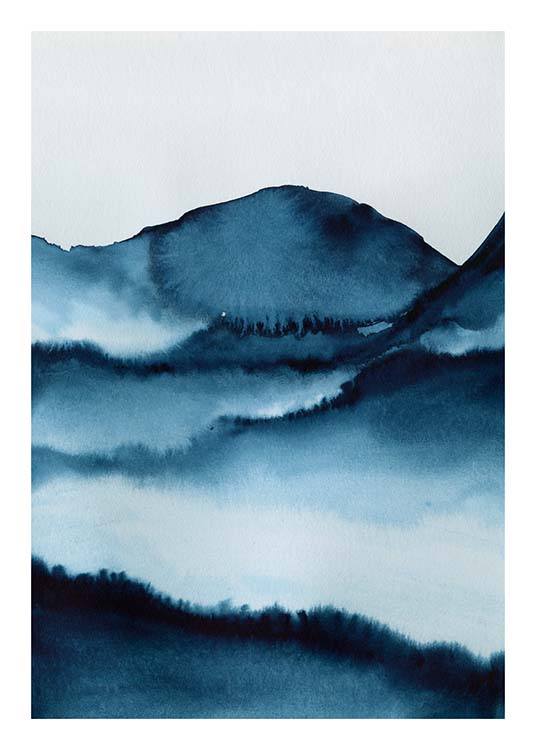 Watercolor Mountains Poster