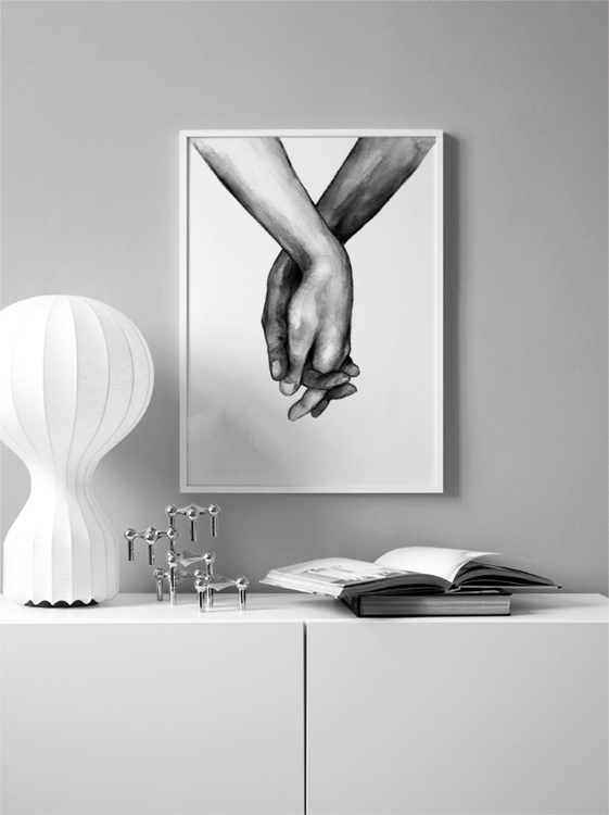 – Ilustração em aguarela de duas mãos unidas