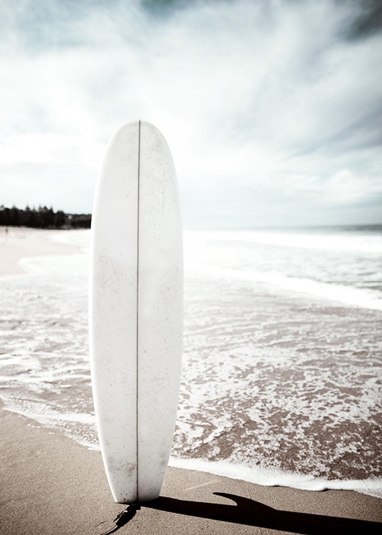 Surfboard on the Beach Poster