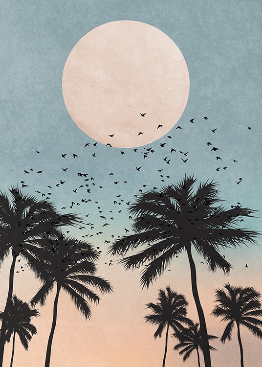 Palm Tree Sunrise Poster