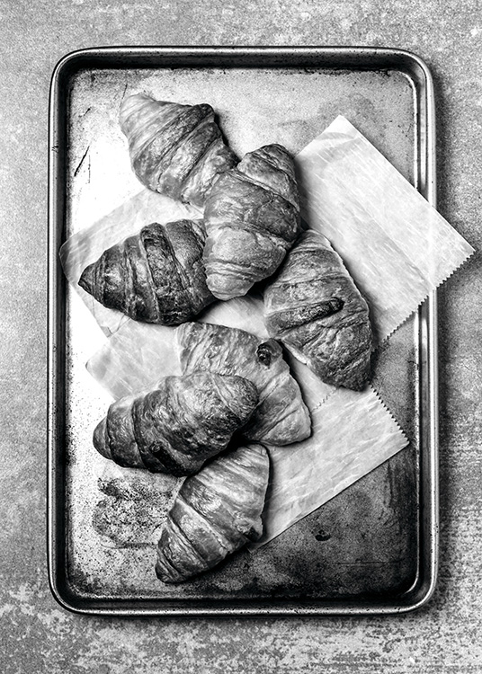 Croissants On Tray Poster / Preto e branco em Desenio AB (11273)