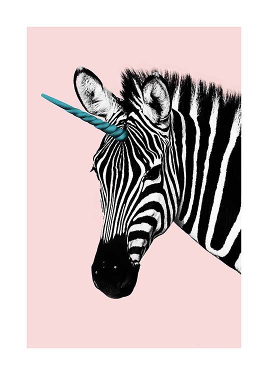 Unicorn Zebra Poster / Posters para crianças em Desenio AB (11772)
