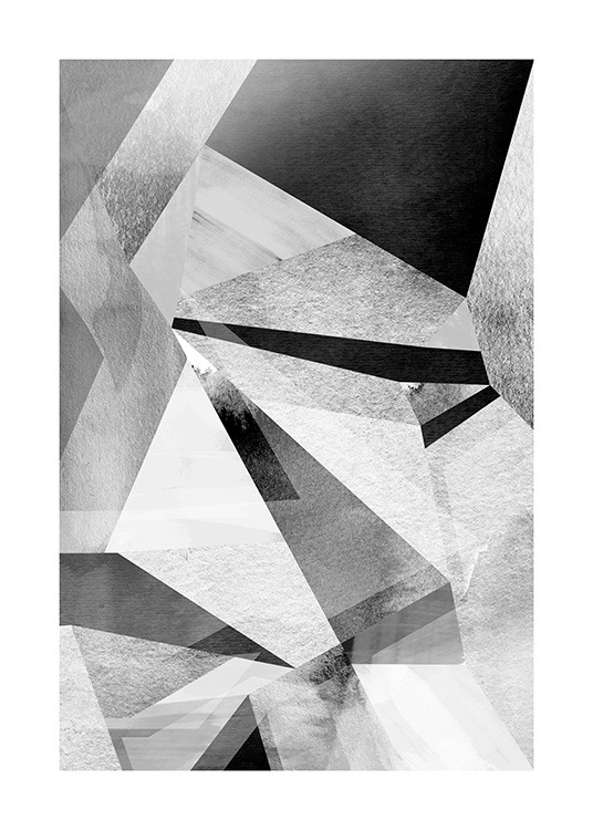 Gray Prisms Poster / Preto e branco em Desenio AB (11991)
