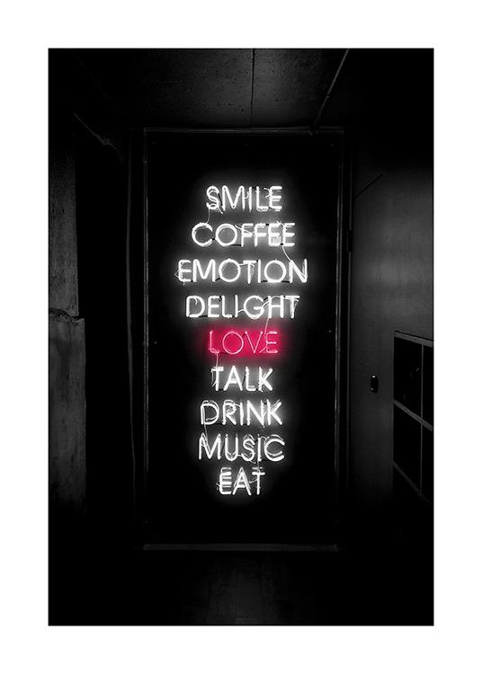 Smile Love Eat Neon Poster