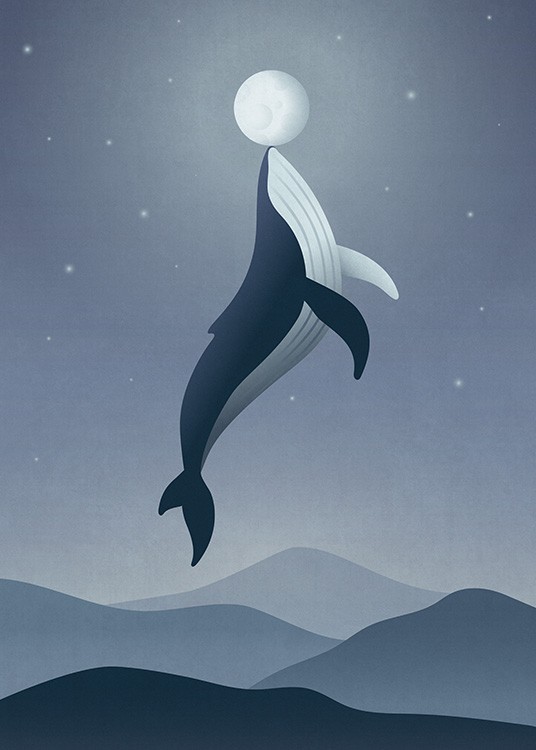 Whale Moon Poster
