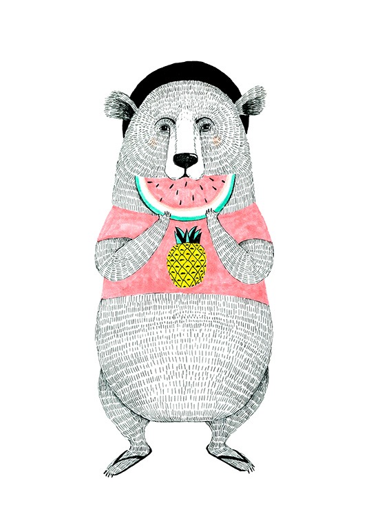 Bear with Melon Poster
