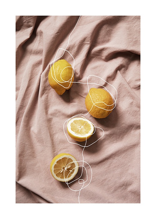 Lemons on Linen Poster / Pinturas de cozinha em Desenio AB (12814)