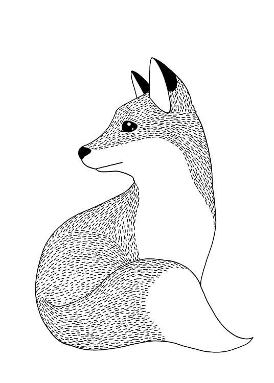 Little Fox Illustration Poster
