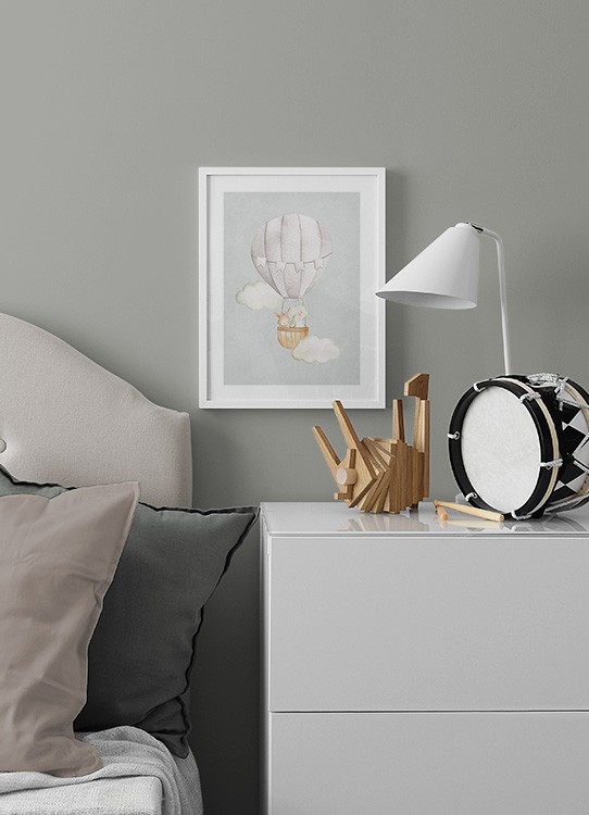 Hot Air Balloon No1 Poster / Ilustrações de animais em Desenio AB (13715)