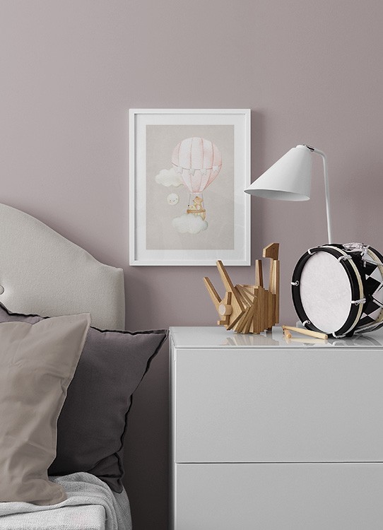 Hot Air Balloon No2 Poster / Ilustrações de animais em Desenio AB (13716)