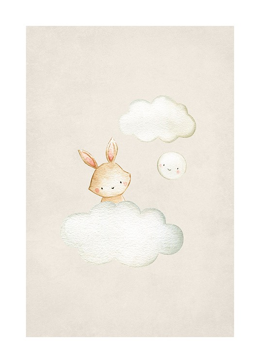 In the Clouds No1 Poster / Ilustrações de animais em Desenio AB (13717)