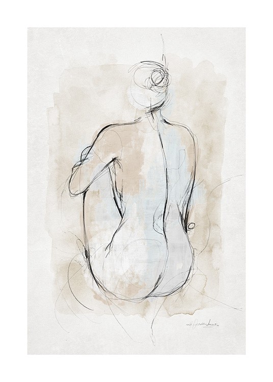 Abstract Body Sketch No1 Poster