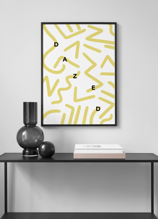  – Ilustração com linhas amarelas sob um fundo branco com a palavra em inglês 