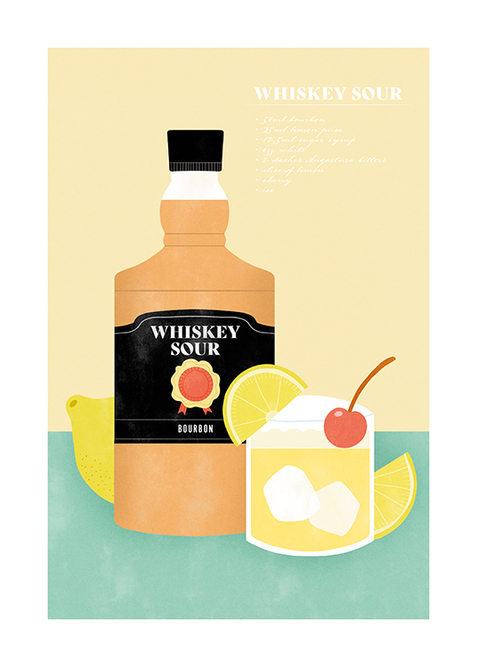 Whiskey Sour Illustration Poster
