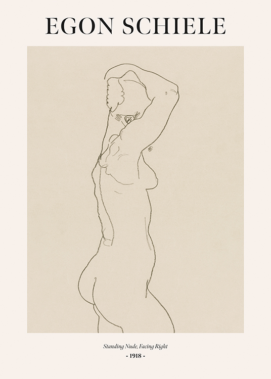 Egon Schiele - Standing Nude, Facing Right Poster