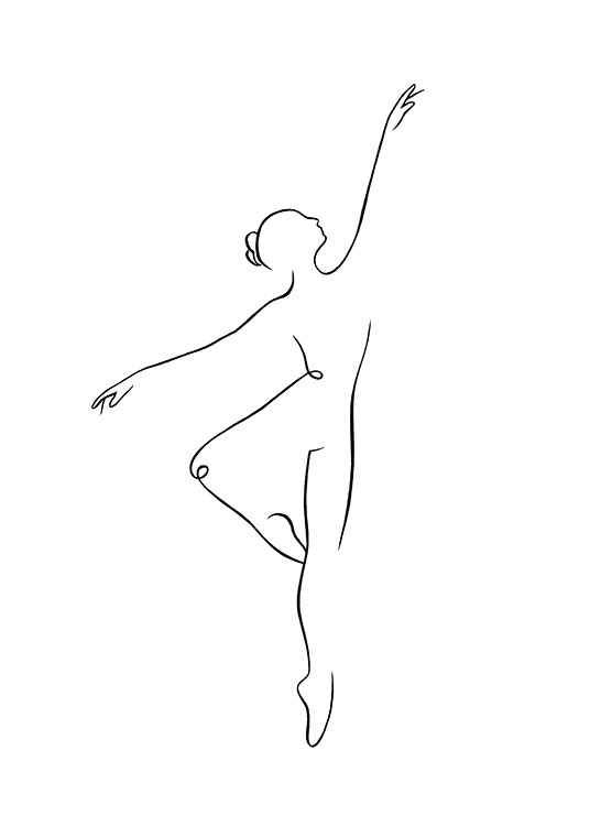 – Poster de arte linear de uma bailarina dançante