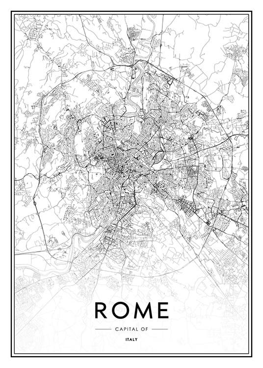 Rome Map Poster / Preto e branco em Desenio AB (2048)