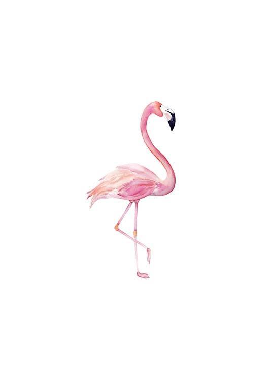 Flamingo Aquarelle Poster / Posters para crianças em Desenio AB (2222)