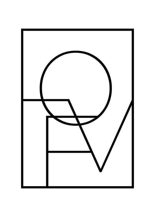 Love Square B&W Poster / Tipografia em Desenio AB (2846)