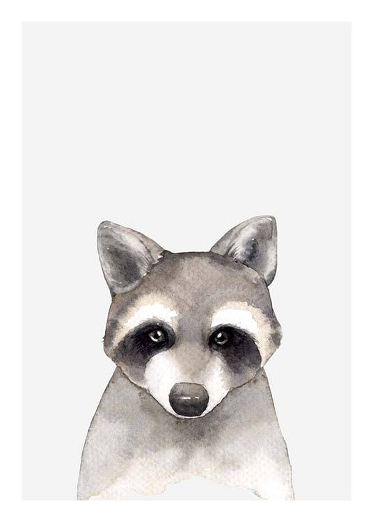 Aquarelle Raccoon Poster / Bebé em Desenio AB (3367)