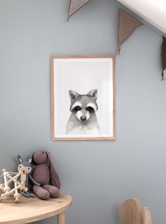Aquarelle Raccoon Poster / Bebé em Desenio AB (3367)