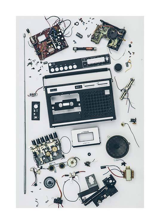 Disassembled Tape Recorder Poster