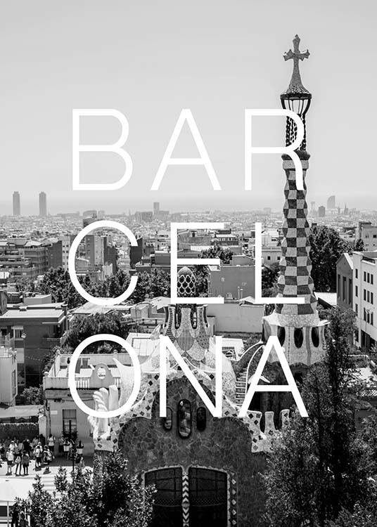 Barcelona B&W Poster