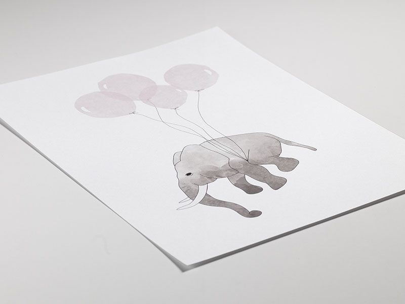 Elephant Pink Poster / Bebé em Desenio AB (7780)