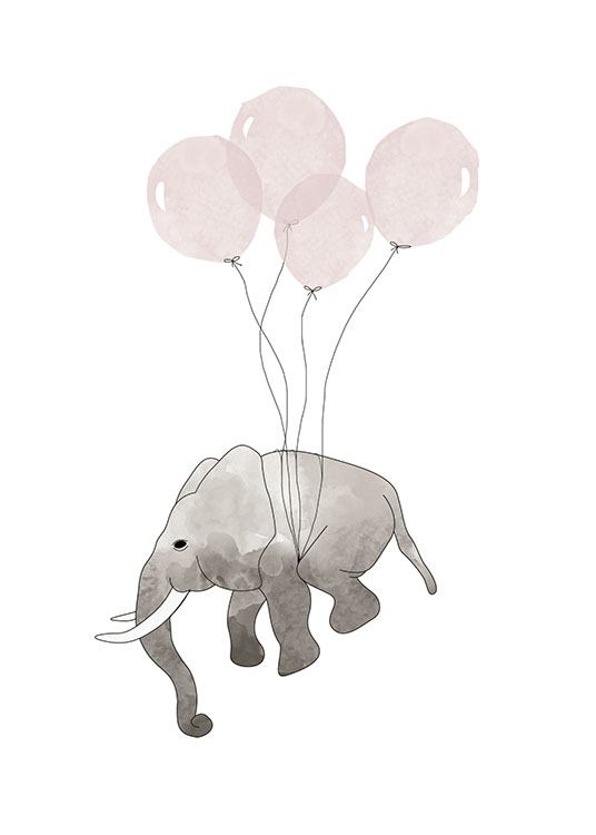 Elephant Pink Poster / Bebé em Desenio AB (7780)