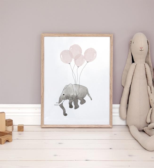 Elephant Pink Poster / Bebé em Desenio AB (7780)