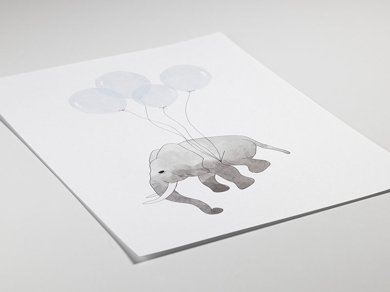 Elephant Blue Poster  / Bebé em Desenio AB (7781)