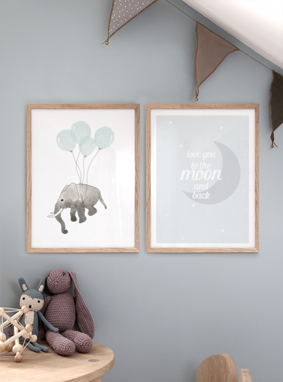 Elephant Blue Poster  / Bebé em Desenio AB (7781)